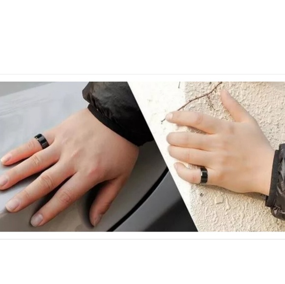 8mm Titanium Steel Matte Black Ring Unisex - Picture 3 of 5